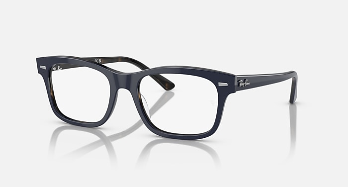 Ray-Ban Eyeglasses Unisex Burbank Optics Prescription - Blue On Havana Frame Clear Lenses 56-19 Polarized