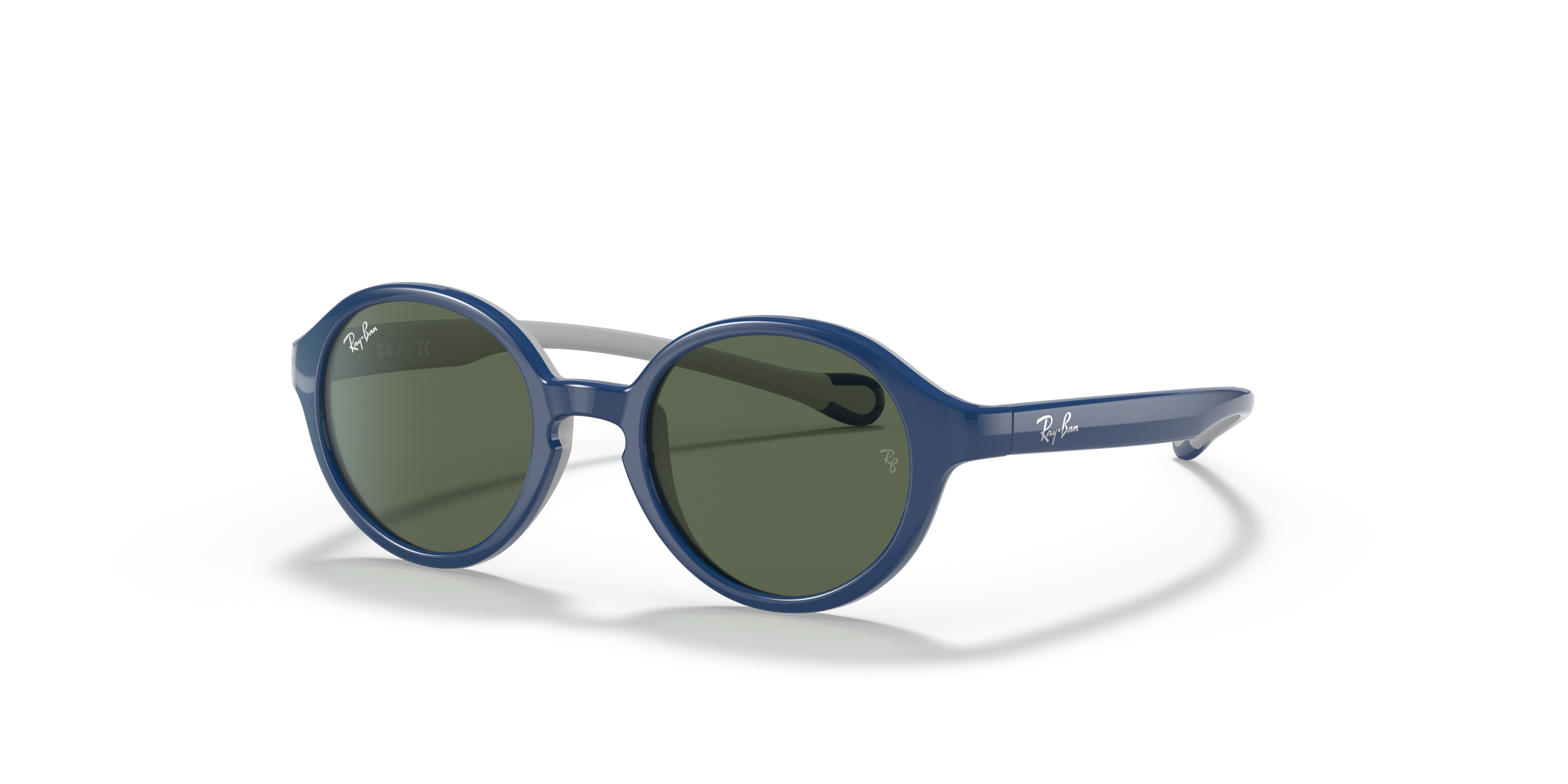 RB9075S KIDS Polished Blue On Grey Frame Dark Green Lenses 39-16