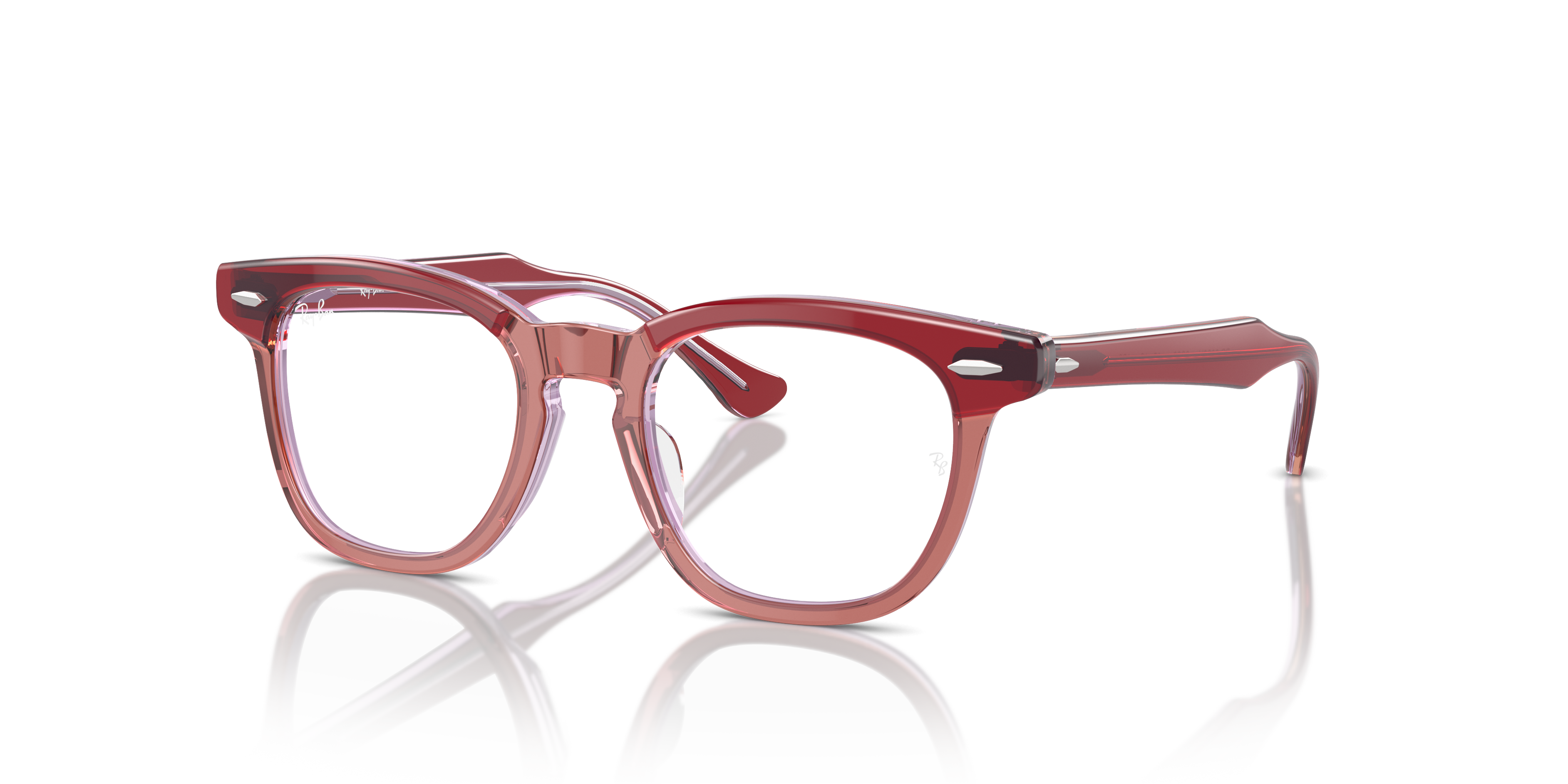 RB9098V OPTICS KIDS Polished Top Red & Orange & Light Purple Frame Clear Lenses 43-18