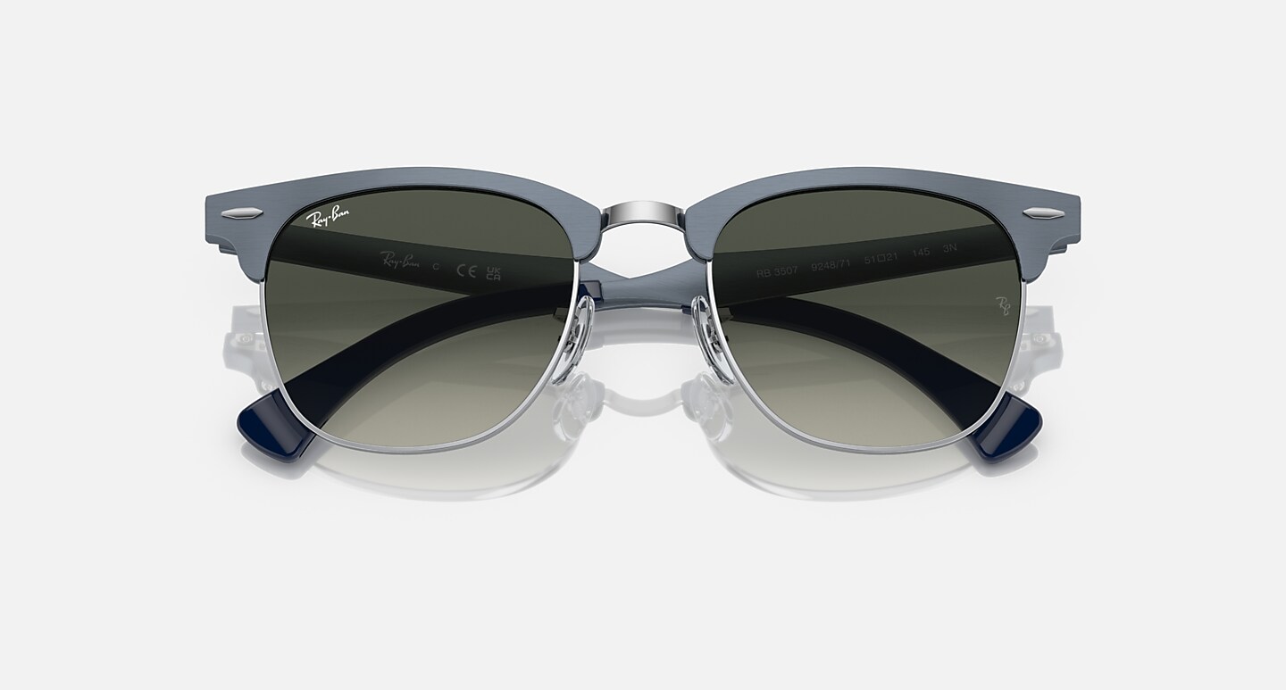 Ray-Ban Sunglasses Unisex Clubmaster Aluminum - Blue Frame Grey Lenses 51-21