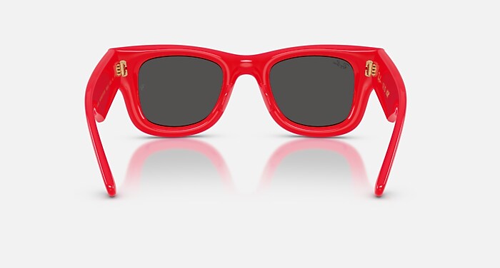 Ray-Ban Sunglasses Unisex Wayfarer Puffer - Red Frame Black Lenses 47-23