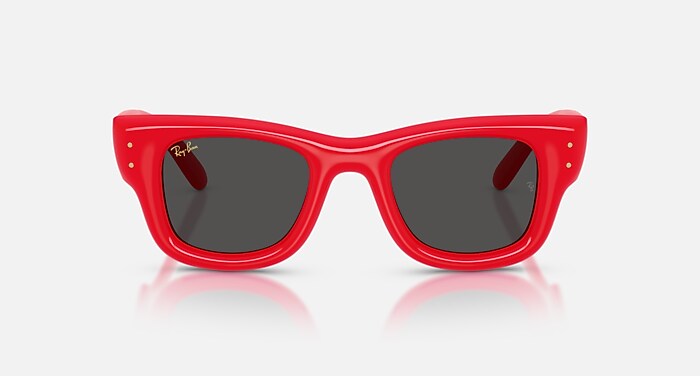 Ray-Ban Sunglasses Unisex Wayfarer Puffer - Red Frame Black Lenses 47-23