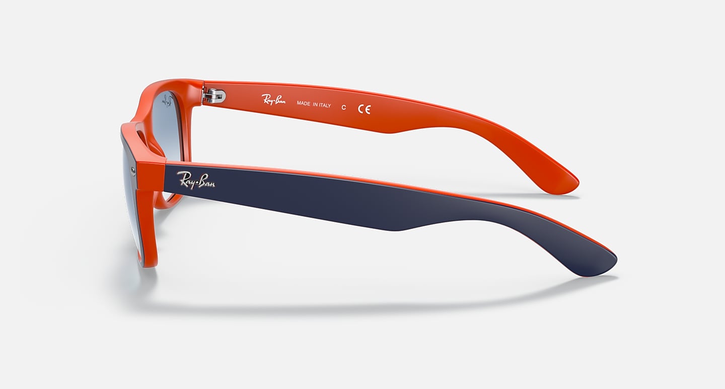 Ray-Ban Sunglasses New Wayfarer Color Mix Blue On Orange Frame Blue Lenses