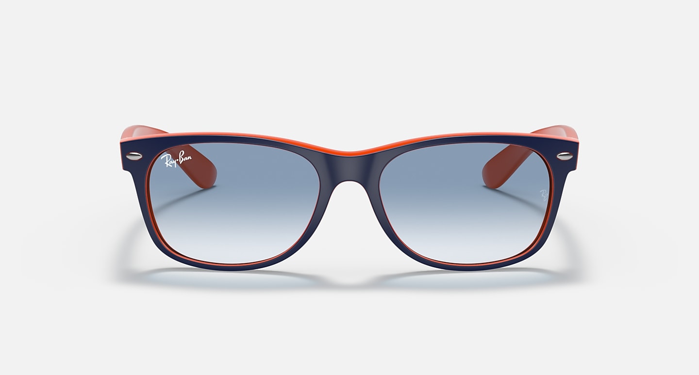 Ray-Ban Sunglasses New Wayfarer Color Mix Blue On Orange Frame Blue Lenses