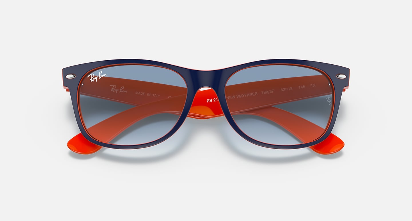 Ray-Ban Sunglasses New Wayfarer Color Mix Blue On Orange Frame Blue Lenses