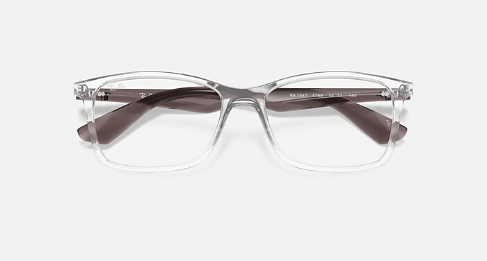 Ray-Ban Eyeglasses Unisex Rb7047 Optics Prescription - Black Frame Clear Lenses 56-17 Polarized