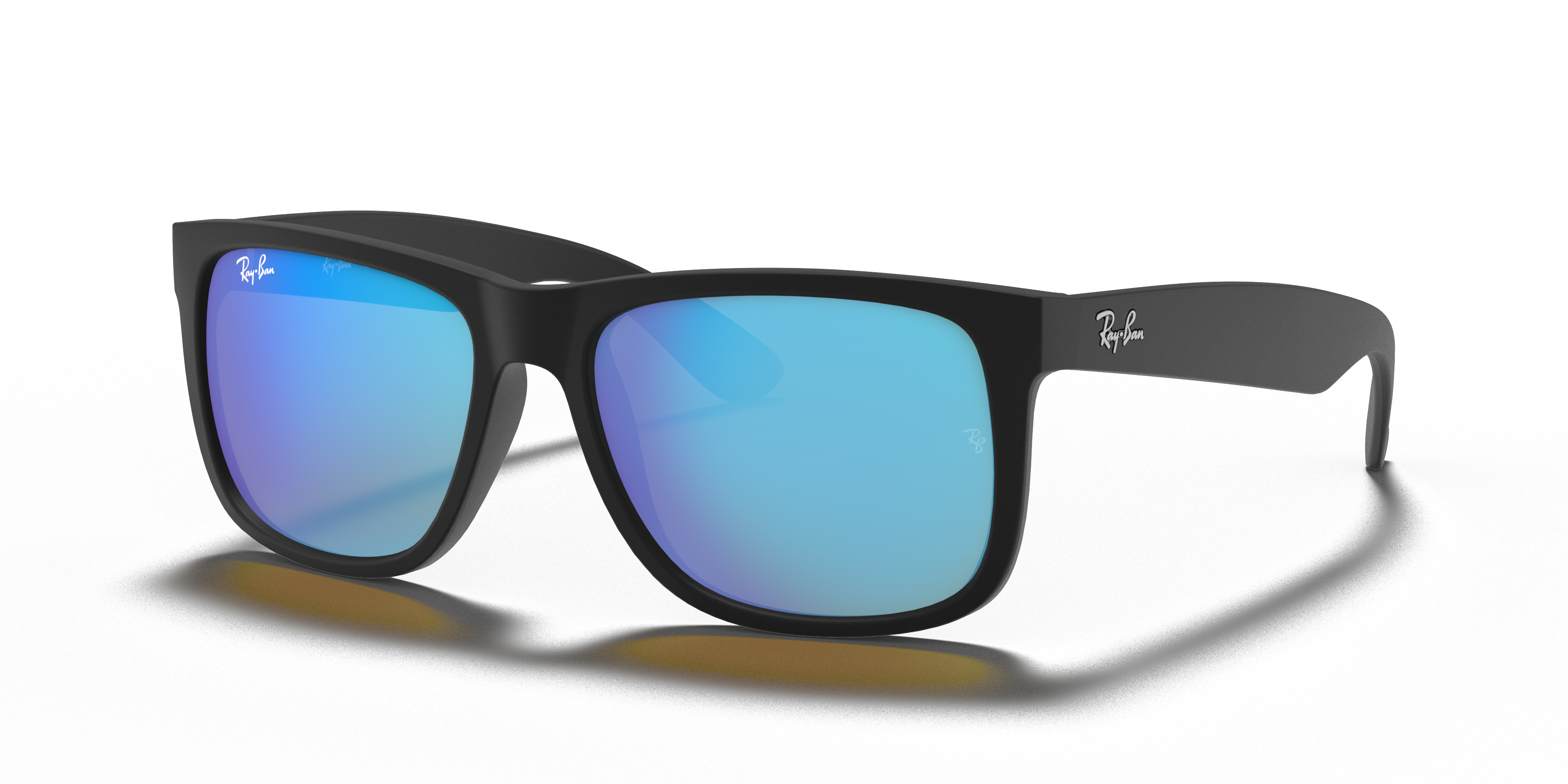 JUSTIN COLOR MIX Matte Rubber Black Frame Blue Mirror Lenses 54-16