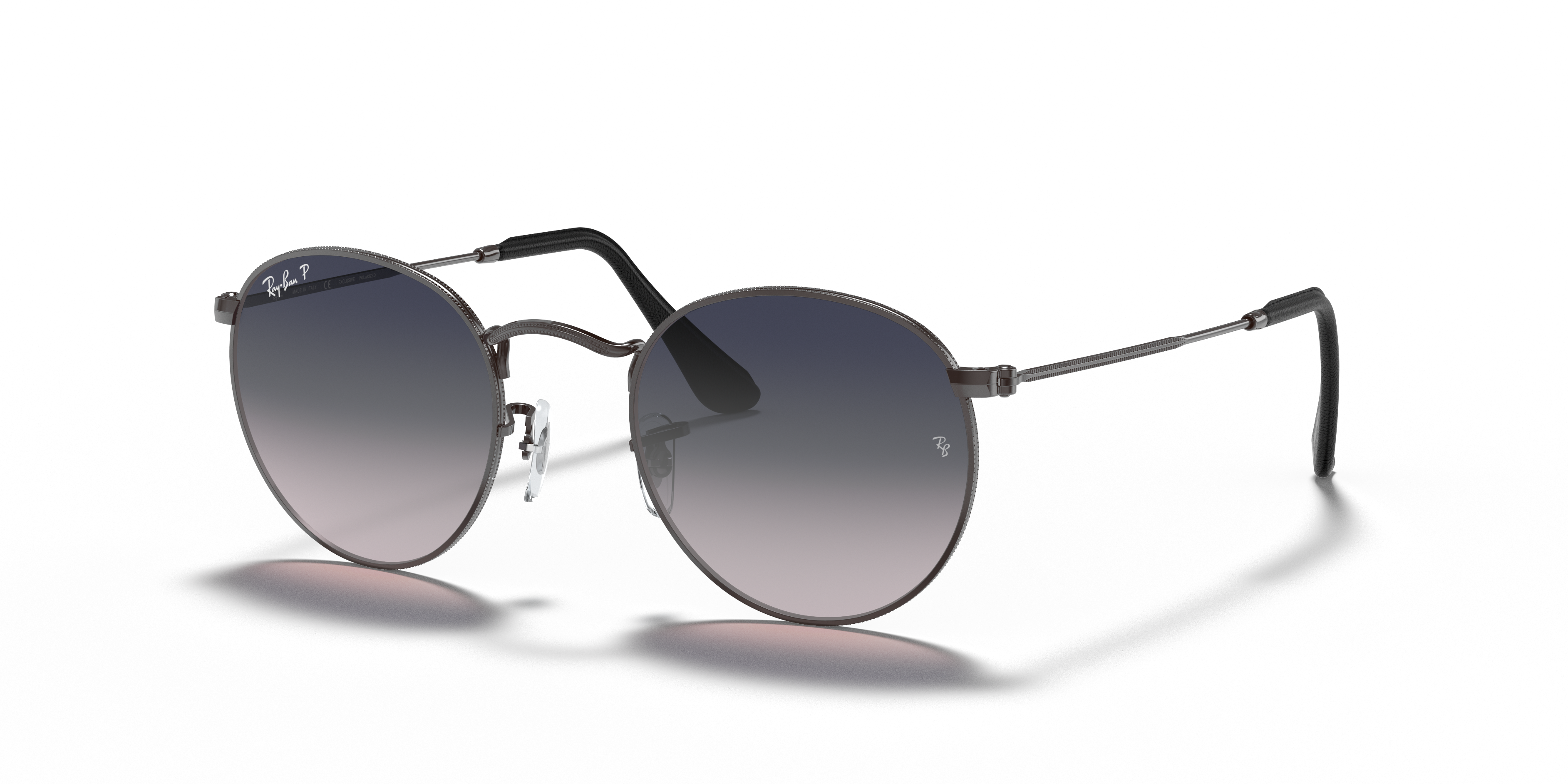 ROUND METAL @COLLECTION Polished Gunmetal Frame Polarized Blue/Grey Gradient Lenses 50-21
