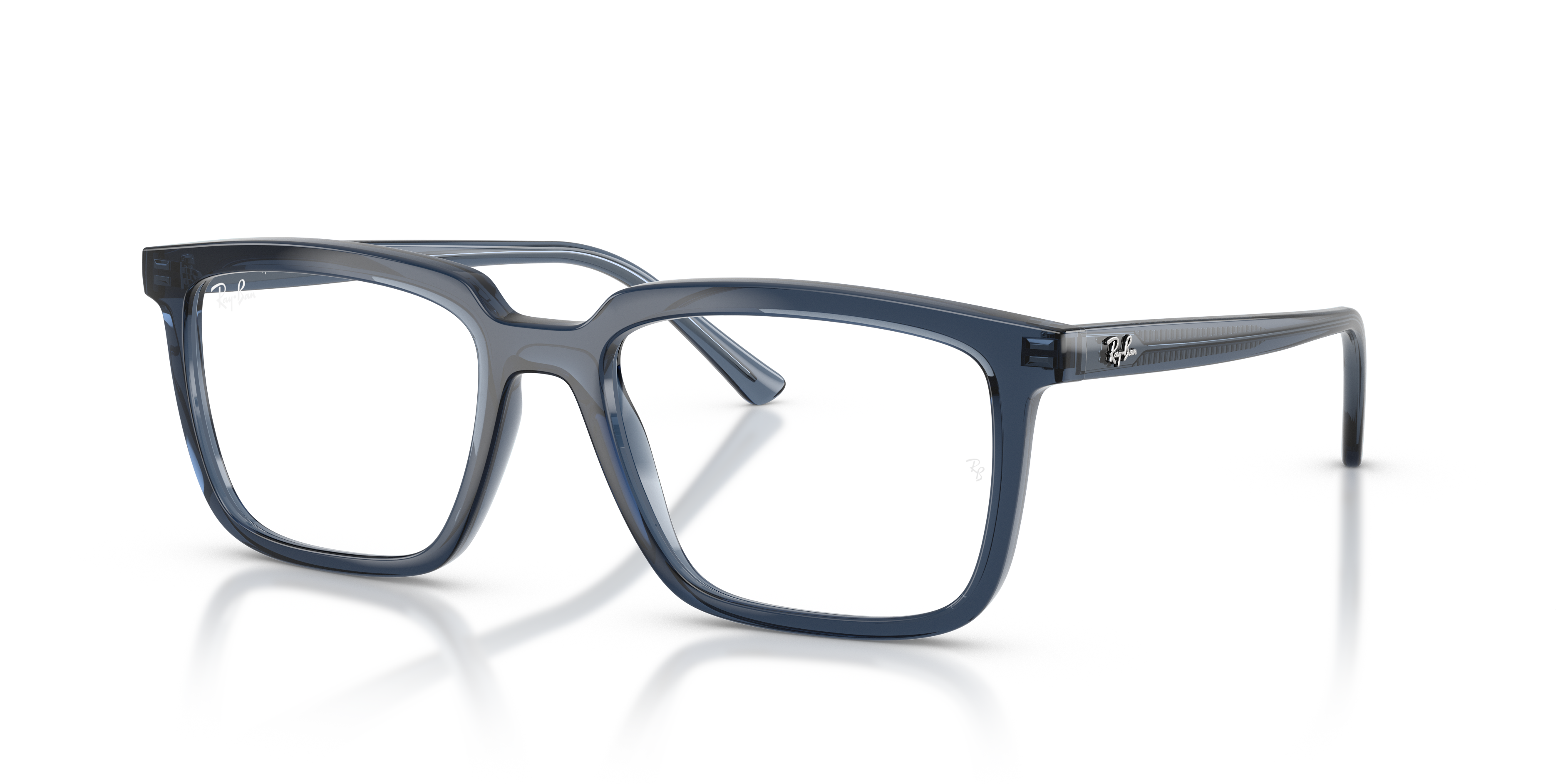 ALAIN OPTICS Polished Transparent Blue Frame Clear Lenses 52-18