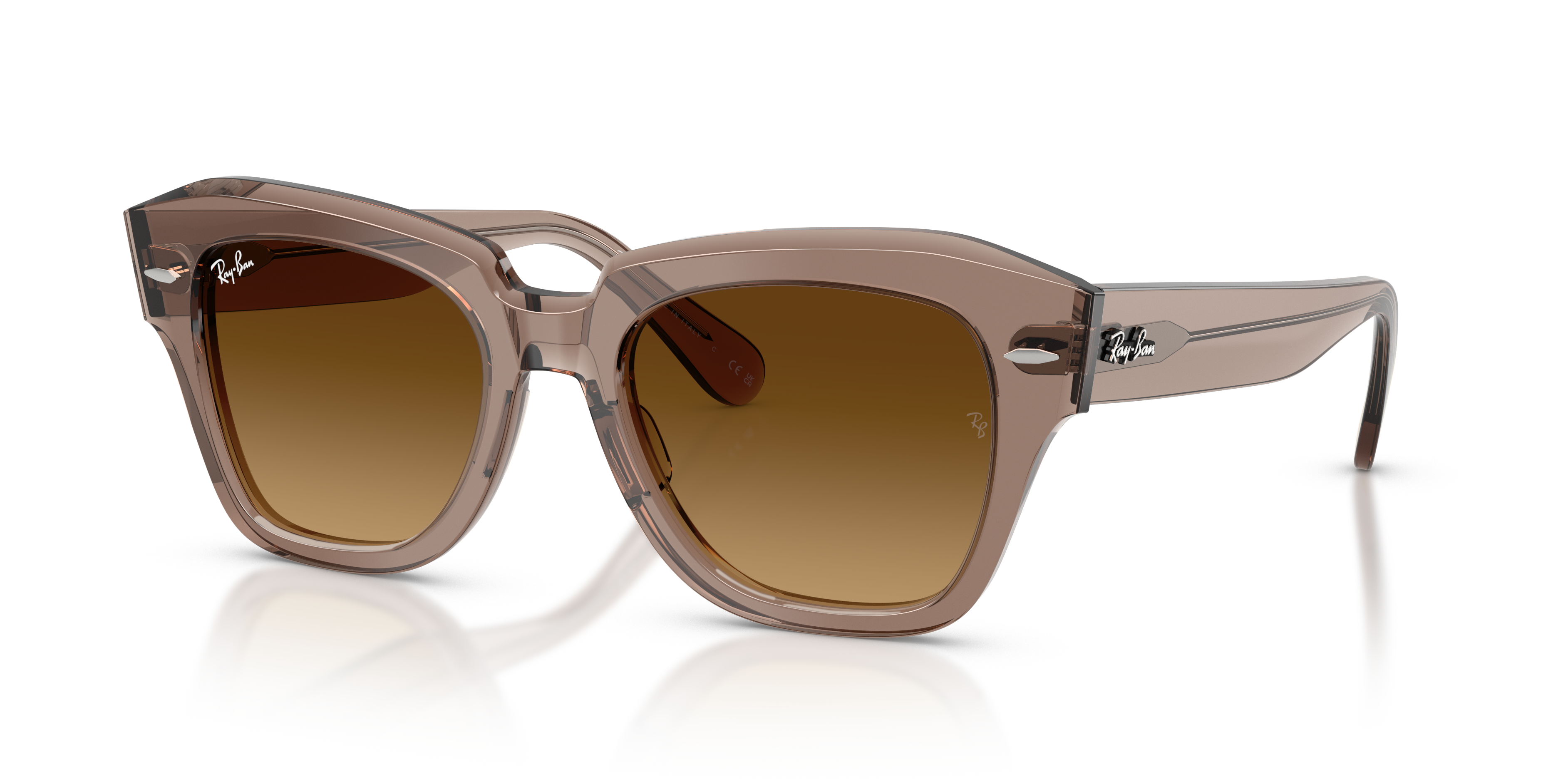 STATE STREET Polished Transparent Light Brown Frame Gradient Brown Lenses 49-20
