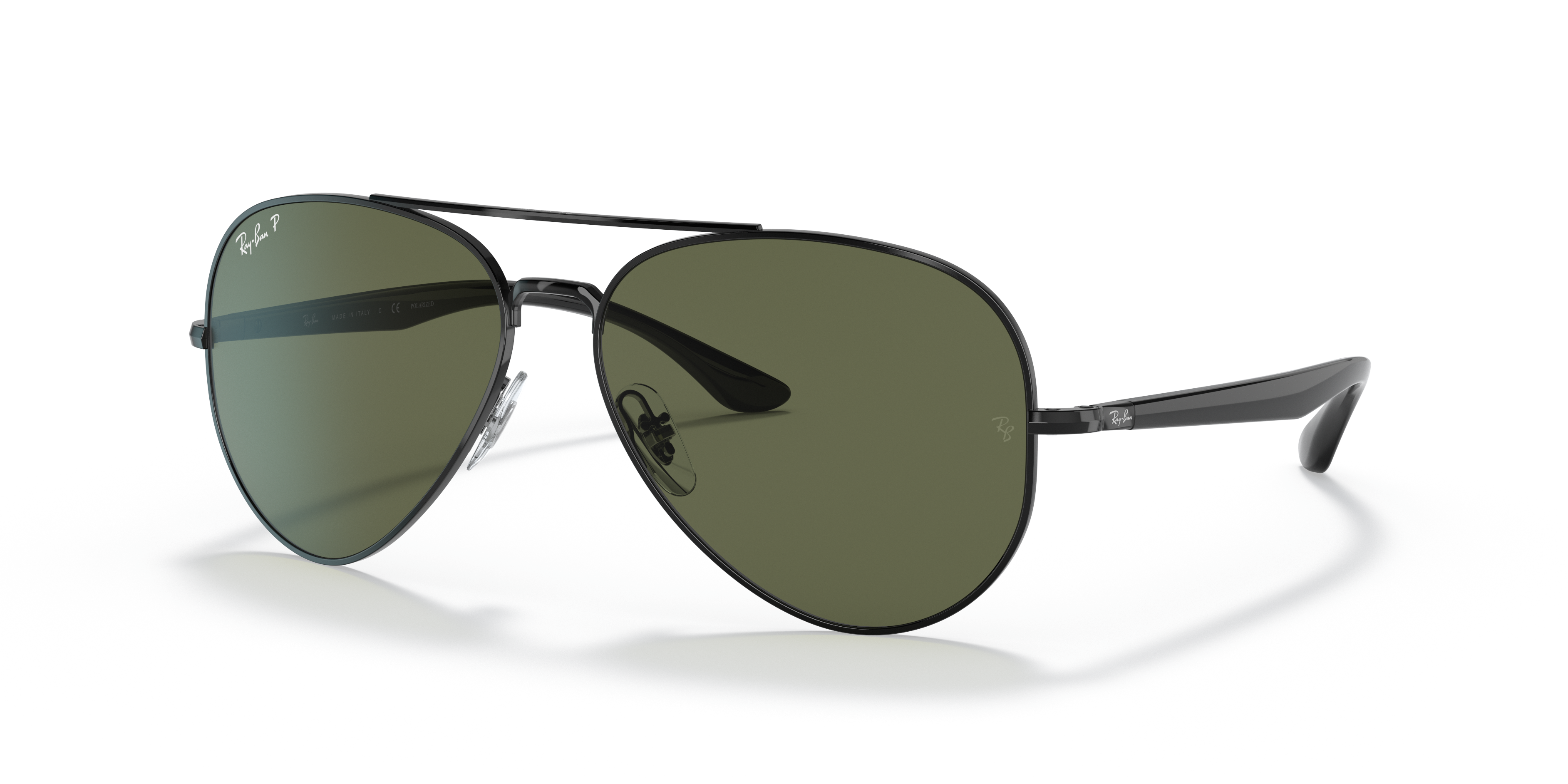 RB3675 Polished Black Frame G-15 Green Lenses 58-14
