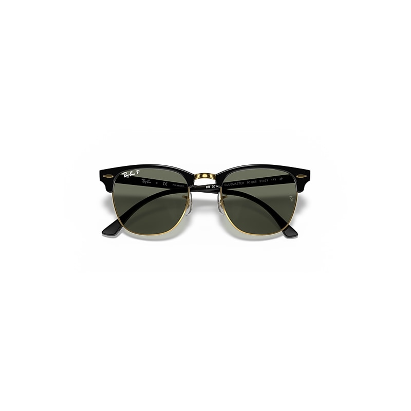 Ray-Ban Clubmaster Classic Sunglasses Black Frame Green Lenses Polarized 55-19