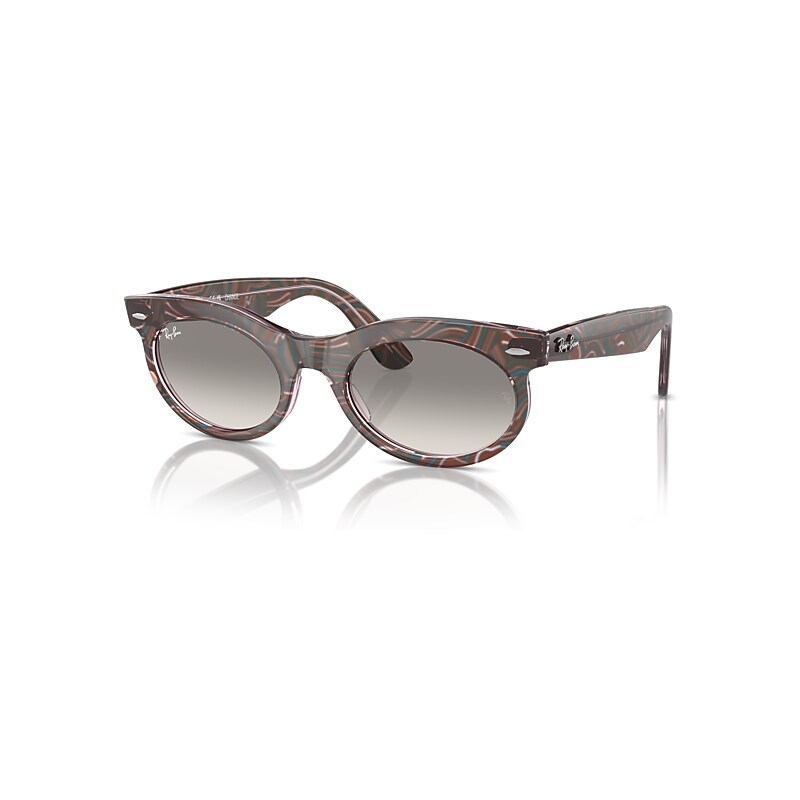 Ray Ban Wayfarer Oval Change Sunglasses Photo Waves Purple Frame Grey Lenses 53-22 In Photo Waves Purple