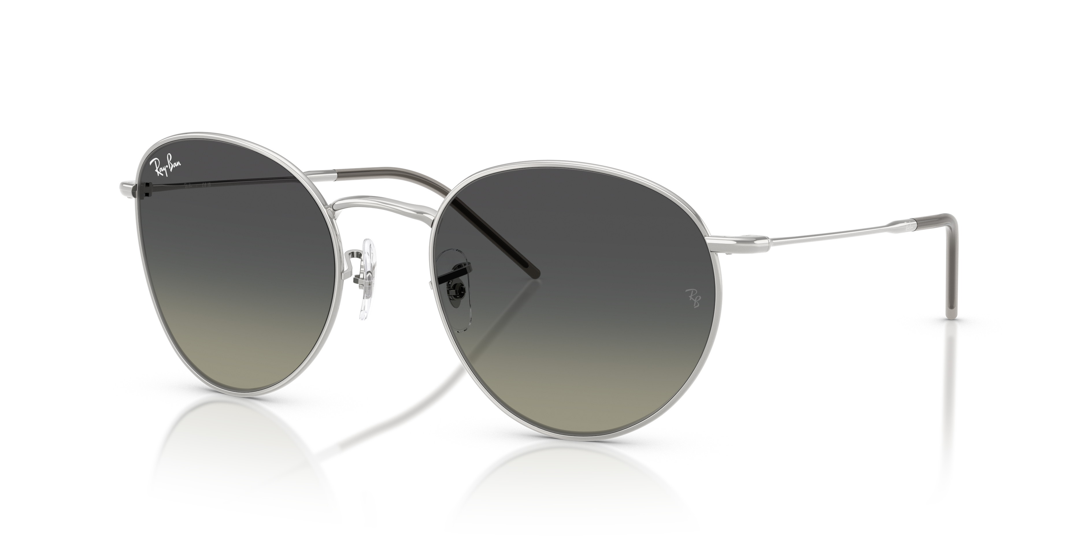 ROUND REVERSE Polished Silver Frame Grey Gradient Lenses 53-21