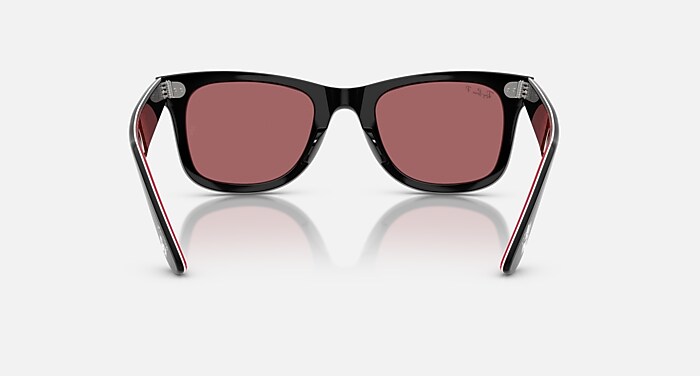 Ray-Ban Sunglasses Unisex Original Wayfarer Disney Mickey & Minnie Mouse Pixelated - Black With Internal Red Pixel Frame Violet Lenses 50-22 Polarized