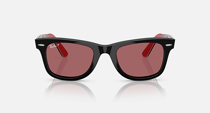 Ray-Ban Sunglasses Unisex Original Wayfarer Disney Mickey & Minnie Mouse Pixelated - Black With Internal Red Pixel Frame Violet Lenses 50-22 Polarized
