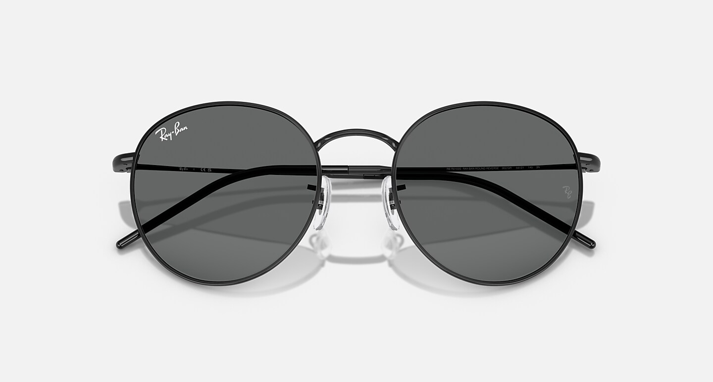 Ray-Ban Sunglasses Unisex Round Reverse - Black Frame Grey Lenses 53-21