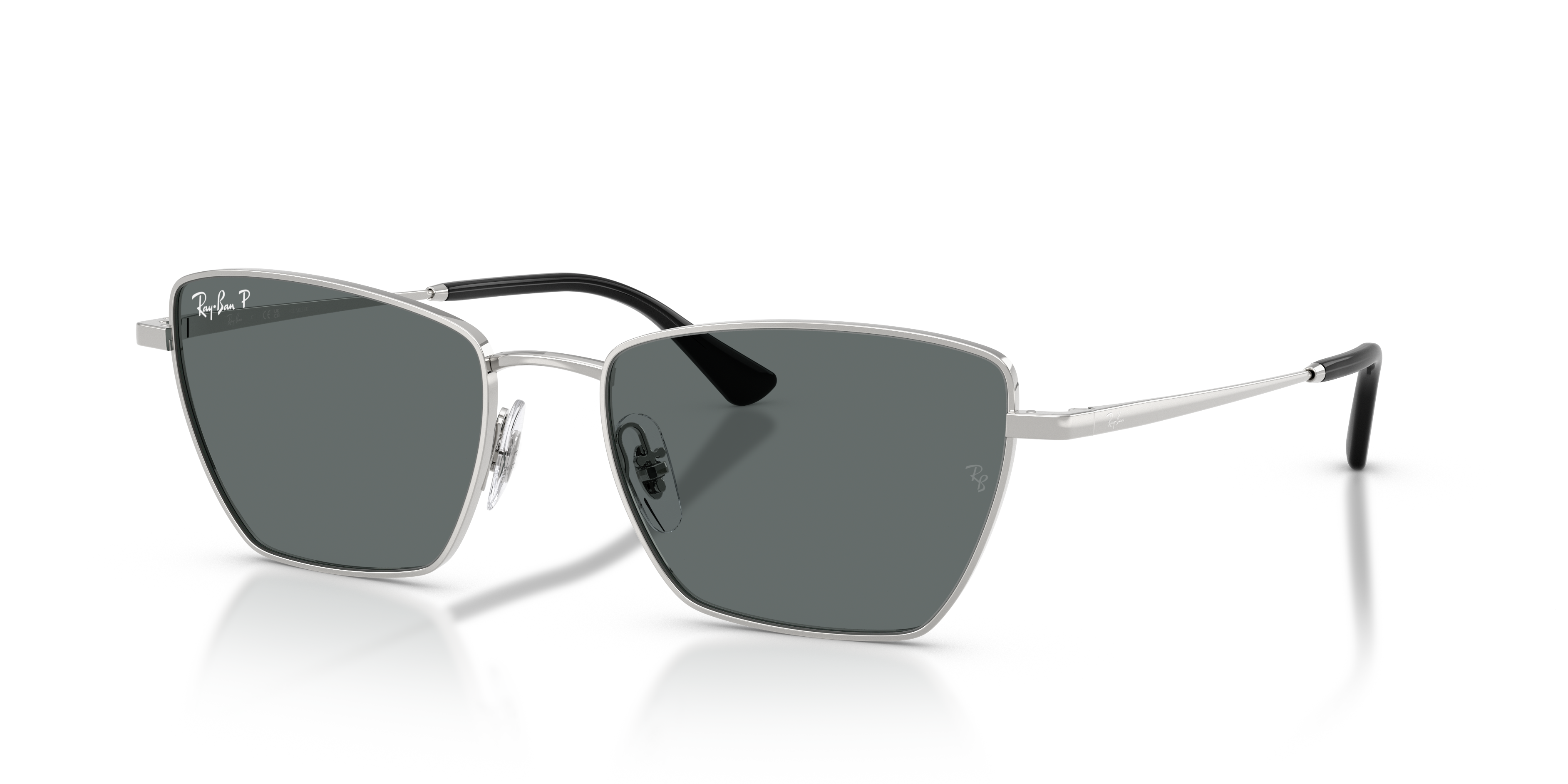 DREA BIO-BASED Polished Silver Frame Dark Grey Polarized Lenses 53-18