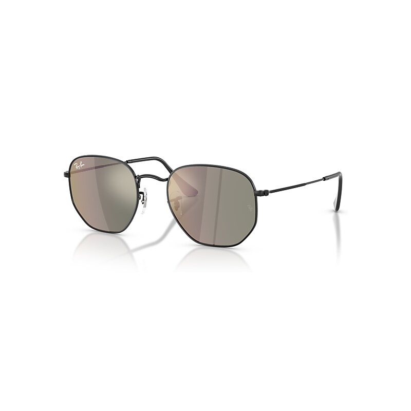 Ray-Ban Sunglasses Unisex Hexagonal Flat Lenses - Black Frame Brown Lenses 54-21