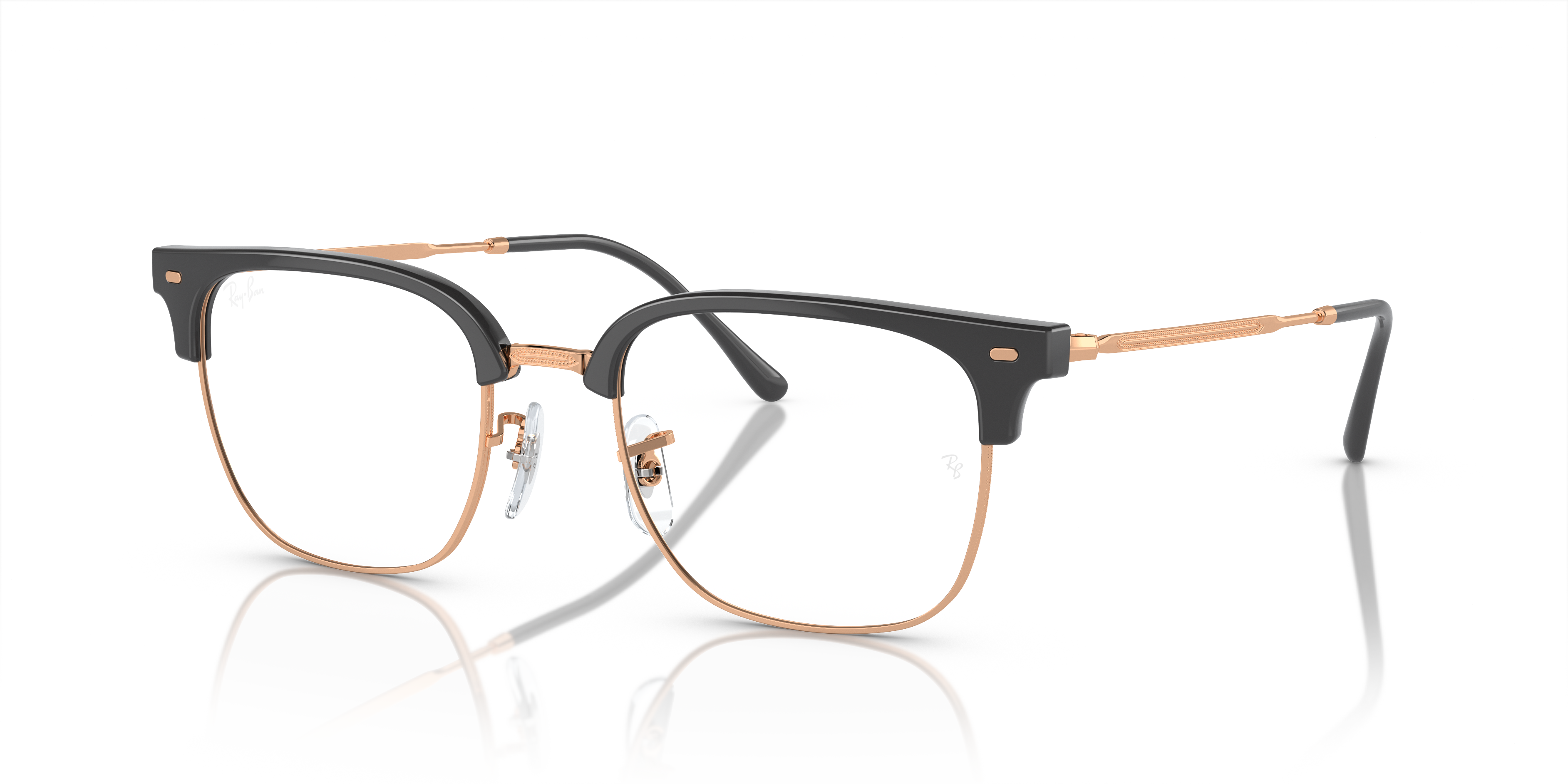 NEW CLUBMASTER OPTICS Polished Dark Grey On Rose Gold Frame Demo Lens Lenses 53-20