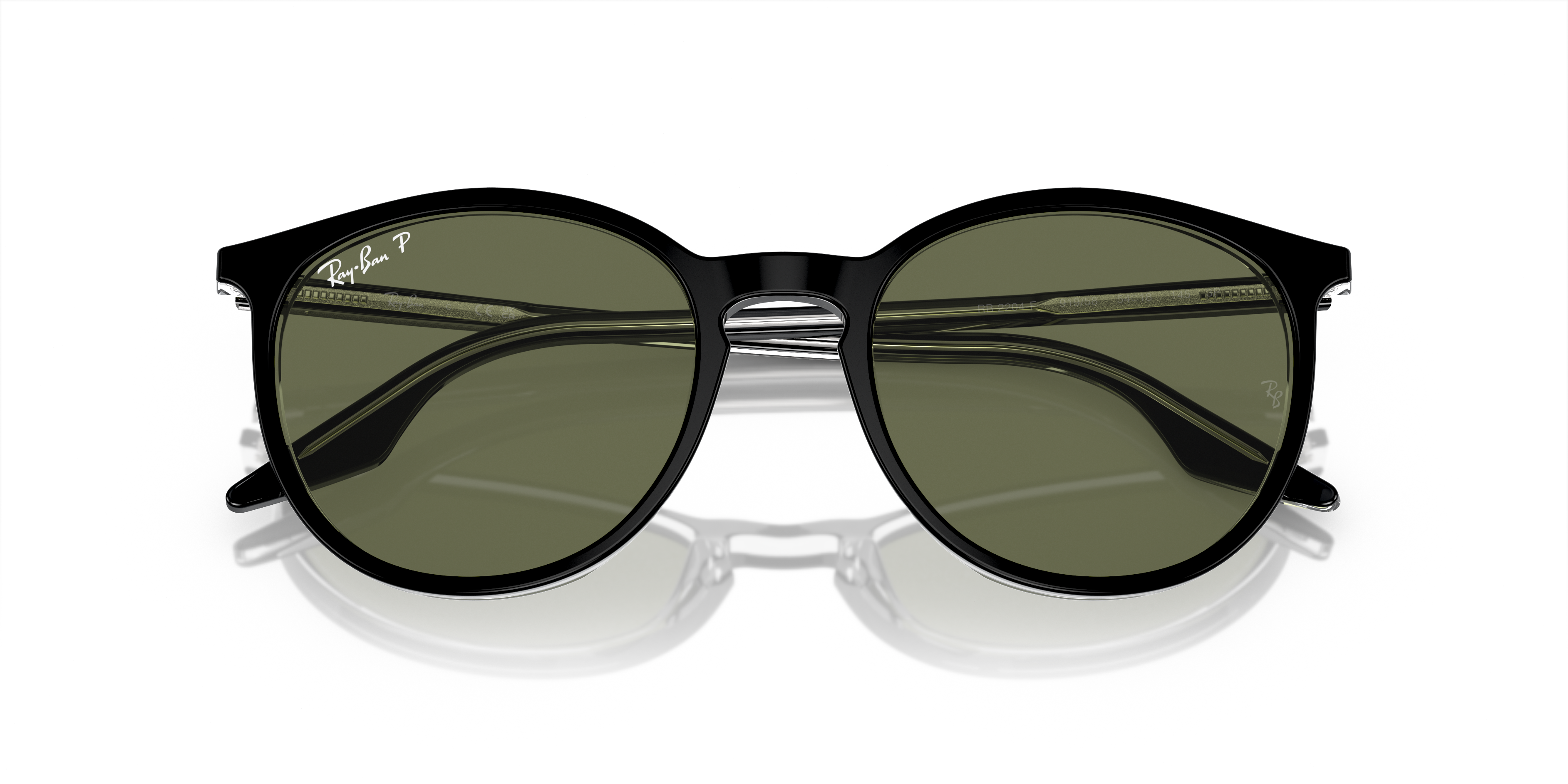 Amazon.com: Ray-Ban RB2204F Round Sunglasses, Black On