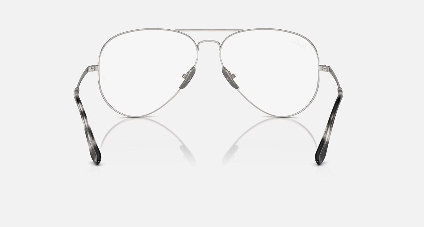 Ray-Ban Eyeglasses Unisex Aviator Titanium Optics - Silver Frame Clear Lenses 58-14 Polarized
