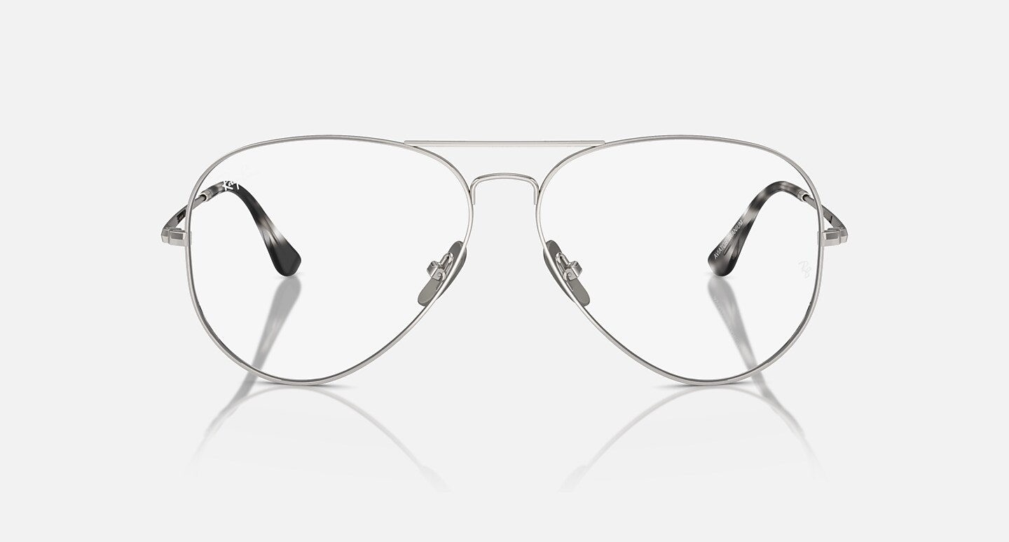 Ray-Ban Eyeglasses Unisex Aviator Titanium Optics - Silver Frame Clear Lenses 58-14 Polarized