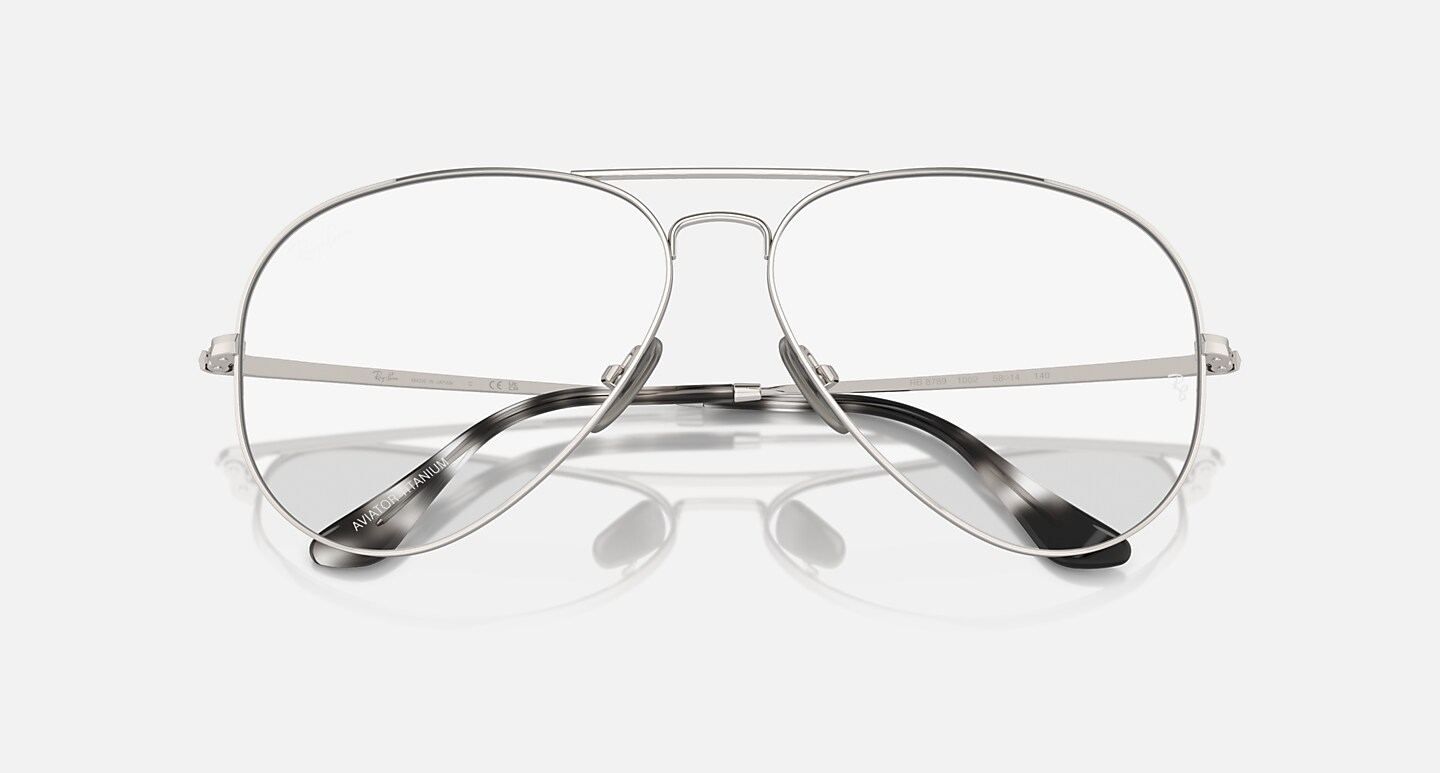 Ray-Ban Eyeglasses Unisex Aviator Titanium Optics - Silver Frame Clear Lenses 58-14 Polarized