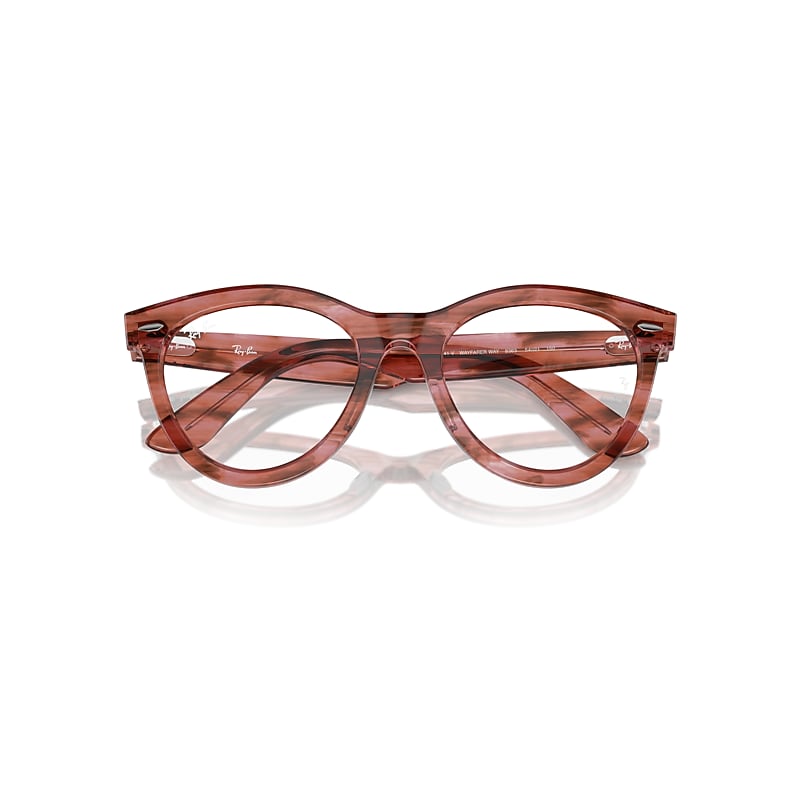 Ray-Ban Wayfarer Way Optics Eyeglasses Striped Transparent Pink Frame Clear Lenses Polarized 54-21