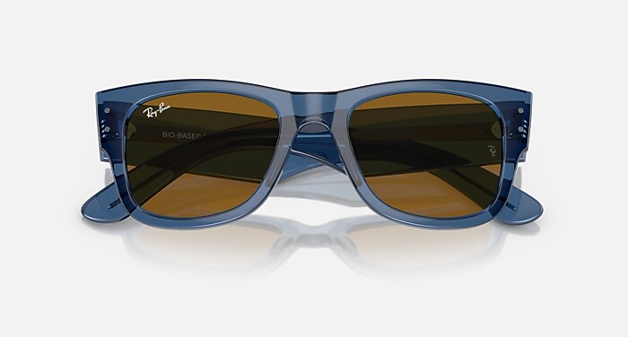 Ray-Ban Sunglasses Mega Wayfarer Bio-based Transparent Blue Frame Brown Lenses