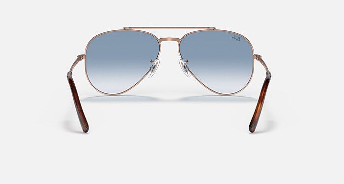 Ray-Ban Sunglasses Unisex New Aviator - Pink Gold Frame Blue Lenses 58-14