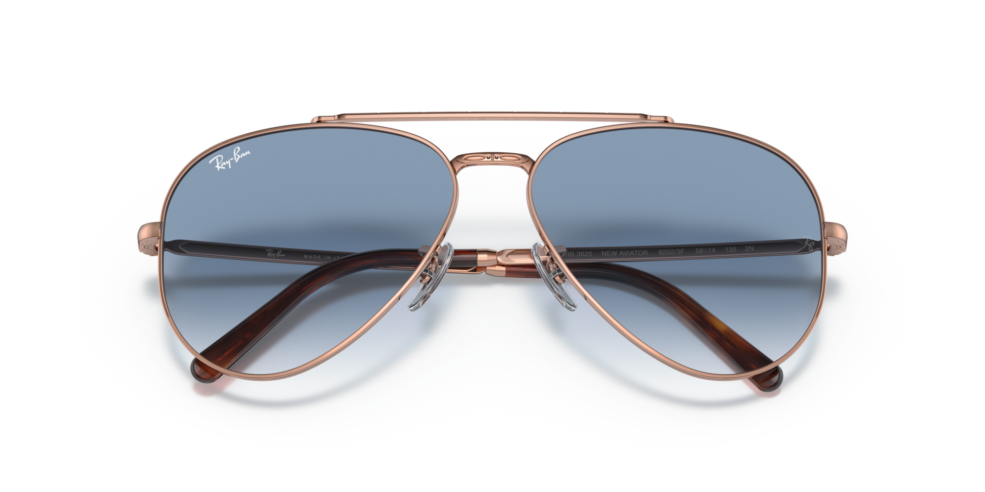 NEW AVIATOR Sunglasses in Rose Gold and Clear Blue - RB3625 
