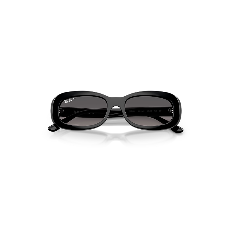 Ray Ban Rb2221 Sunglasses Black Frame Grey Lenses Polarized 56-18 In Black