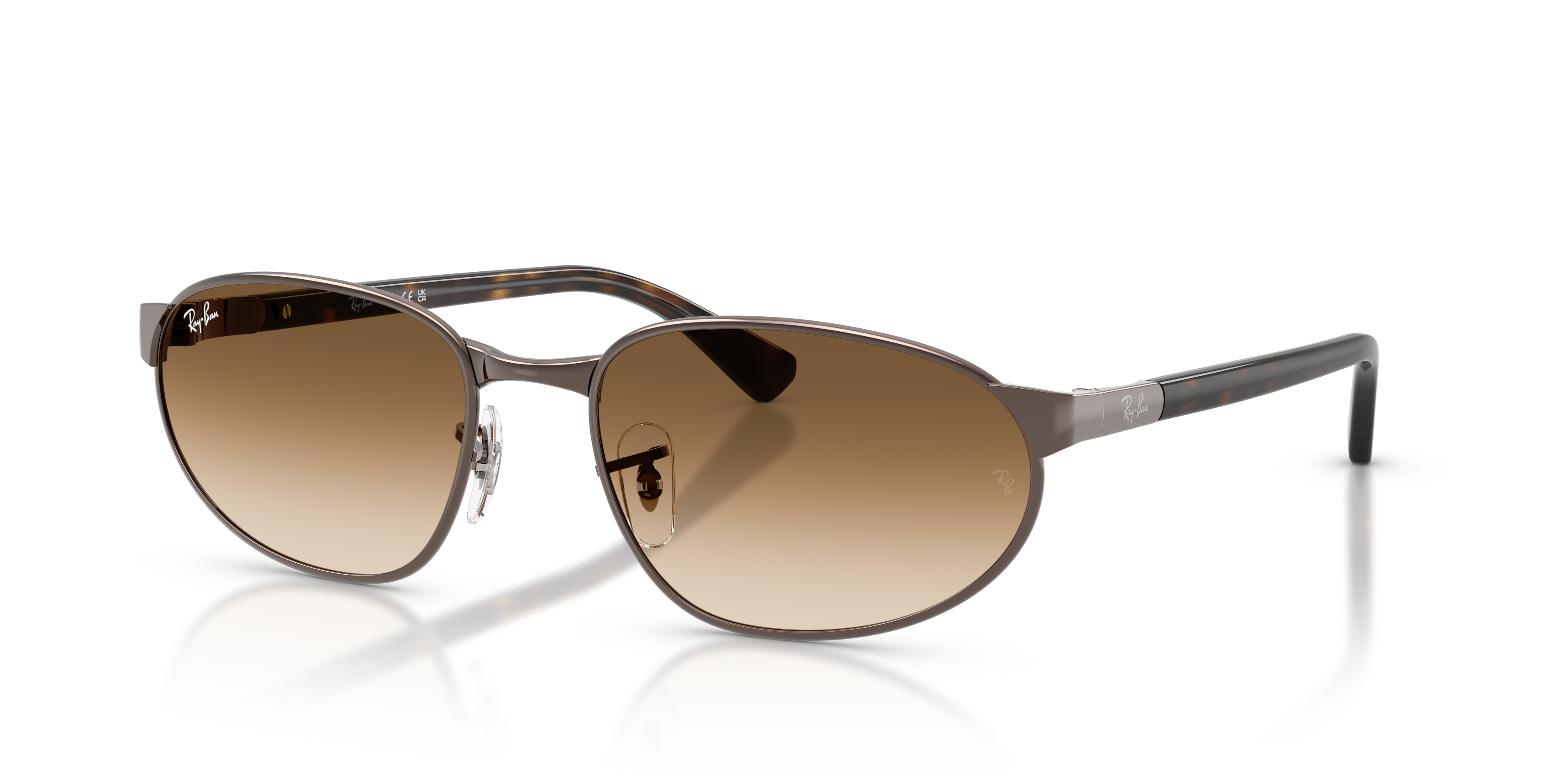 RB3777 Polished Copper Frame Clear Gradient Brown Lenses 56-19