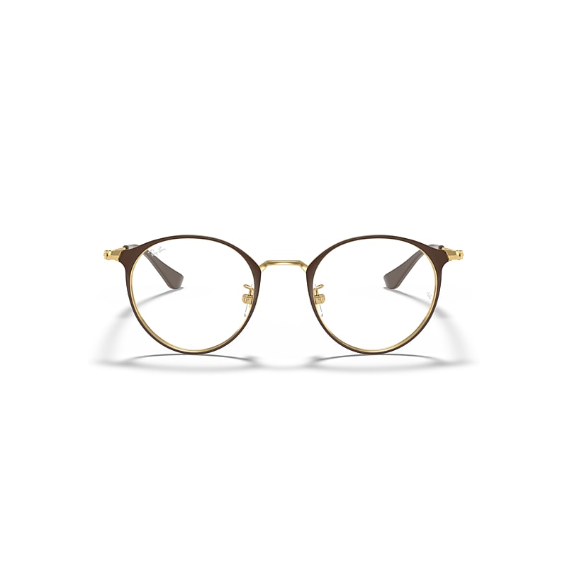 Ray Ban Rb6378 Optics Eyeglasses Gold Frame Clear Lenses 51-21 In Gold