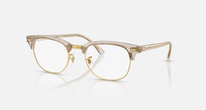 Ray-Ban Eyeglasses Unisex Clubmaster Optics Change Prescription - Photo Waves Grey Frame Clear Lenses 51-21 Polarized