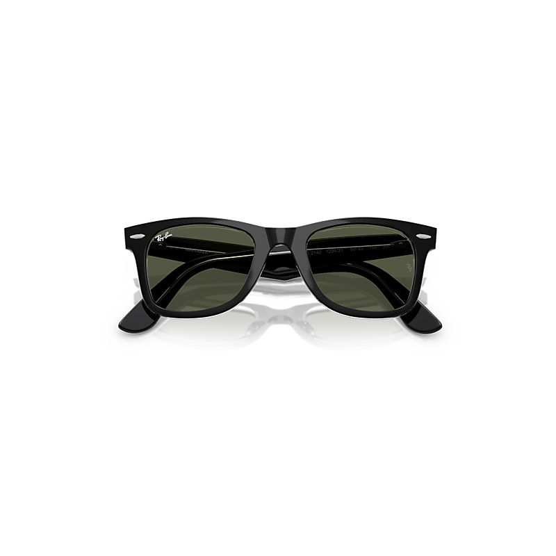 Ray Ban Original Wayfarer Classic Sunglasses Black On Transparent Frame Green Lenses 50-22 In Black