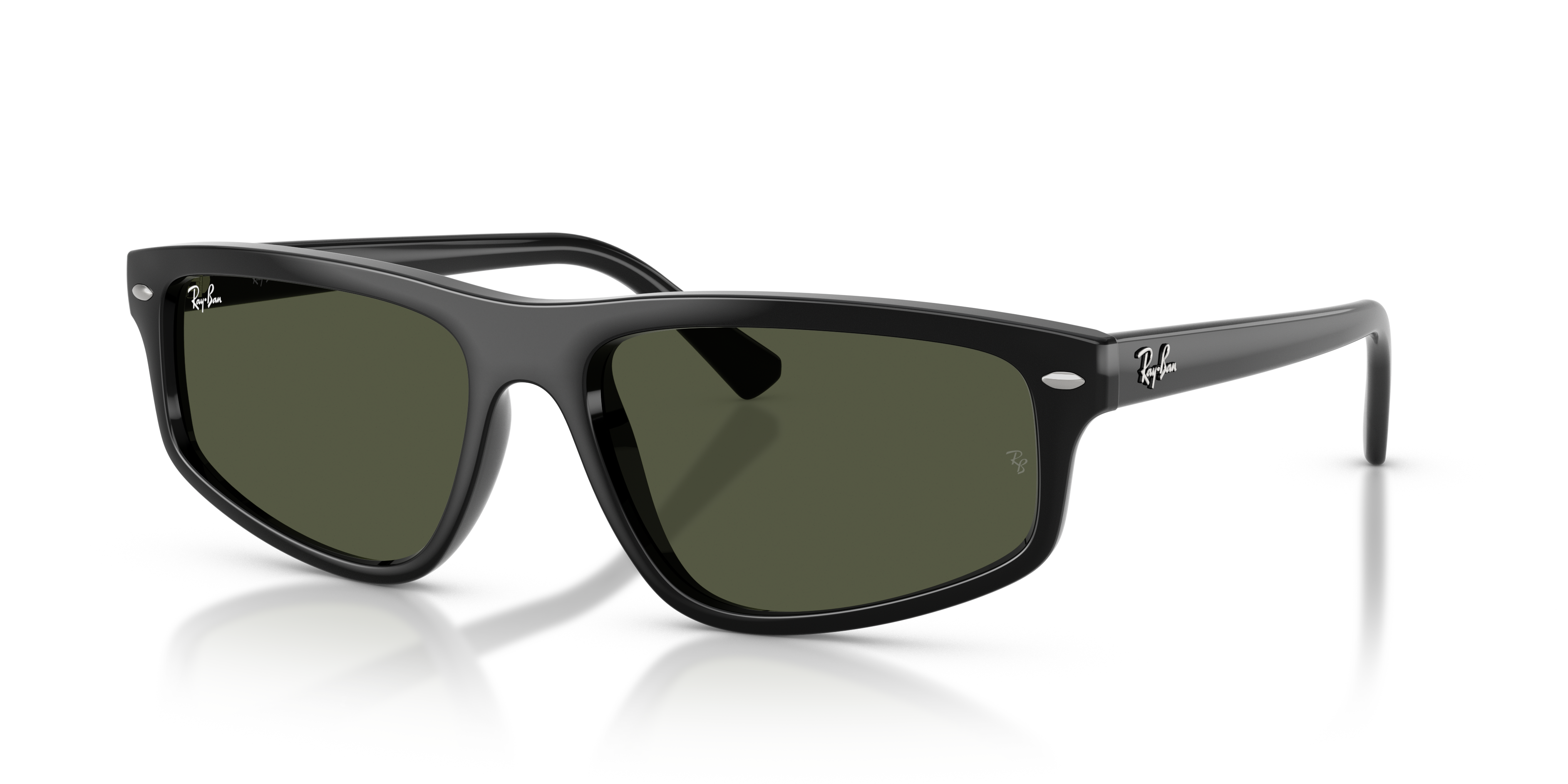 RB2225 Polished Black Frame Green Lenses 59-18