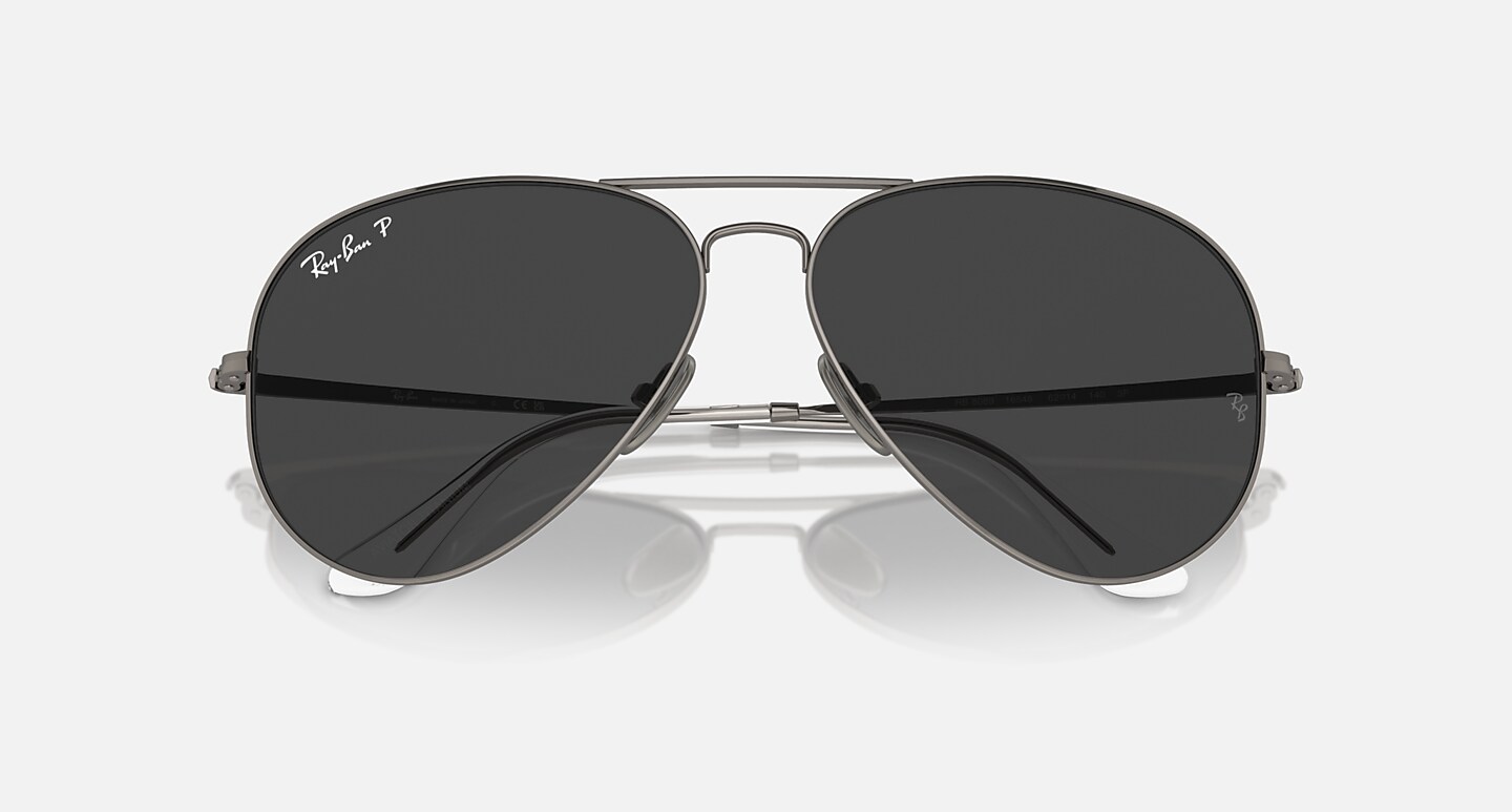 Ray-Ban Sunglasses Aviator Titanium Gunmetal Frame Blue Lenses