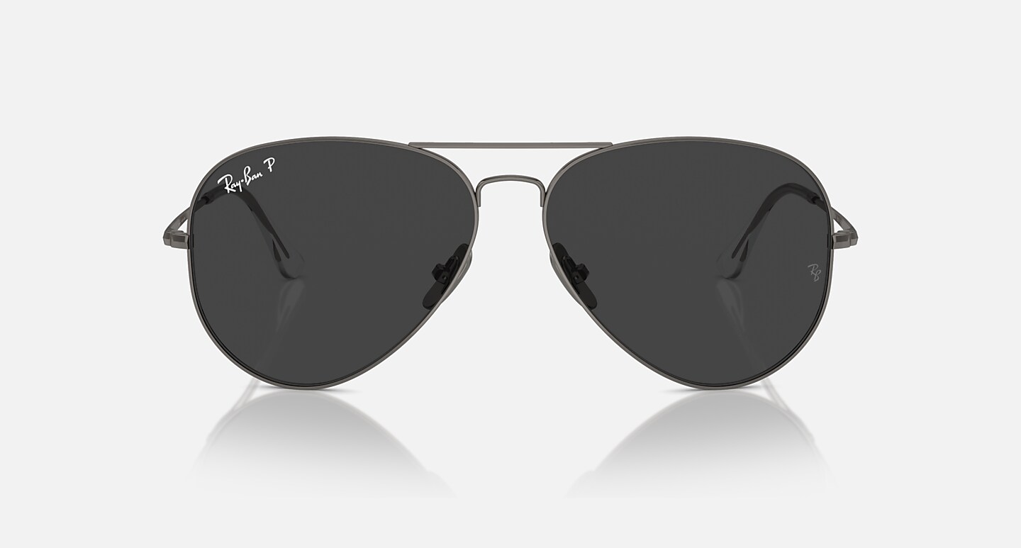 Ray-Ban Sunglasses Aviator Titanium Gunmetal Frame Blue Lenses