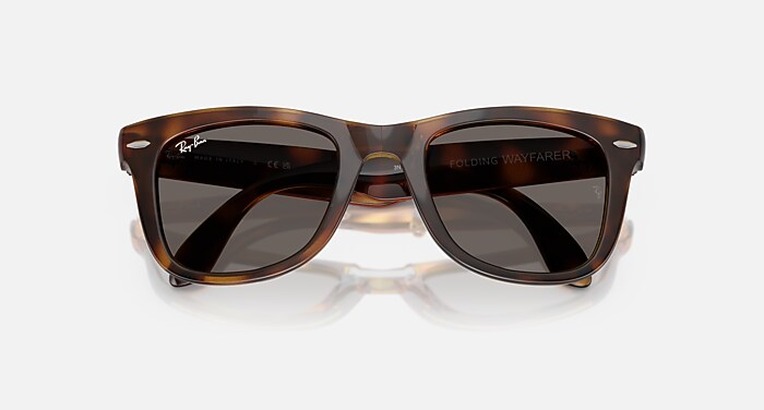 Ray-Ban WAYFARER FOLDING CLASSIC ブラウン 美品 Ray Ban Folding Light Havana 4105 71051 Brown Wayfarer