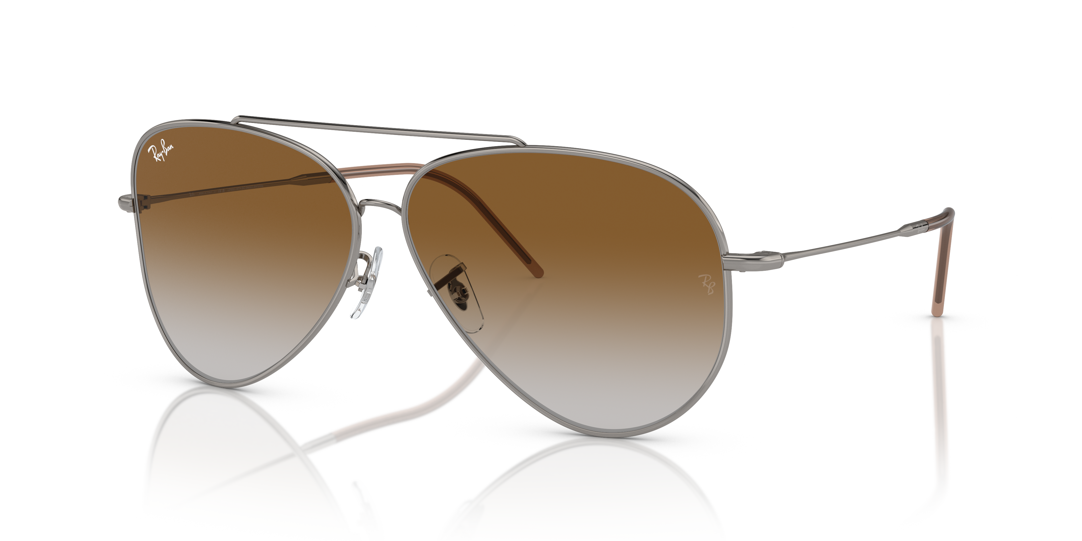 AVIATOR REVERSE Polished Gunmetal Frame Brown Lenses 62-11