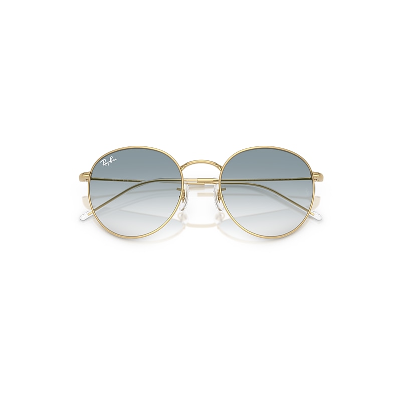 Ray Ban Round Reverse Sunglasses Arista Gold Frame Blue Lenses 55-21 In Gold