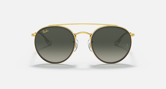 Ray-Ban Sunglasses Round Double Bridge Gold Frame Grey Lenses