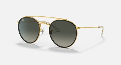 ROUND DOUBLE BRIDGE Sonnenbrillen in Gold und G-15 Grün - RB3647N 