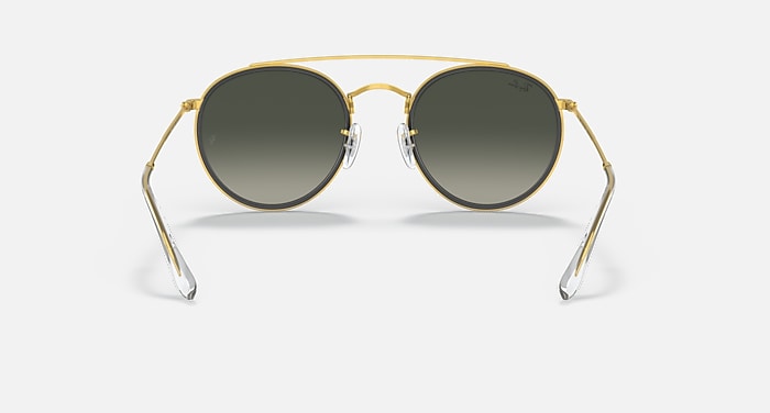 Ray-Ban Sunglasses Round Double Bridge Gold Frame Grey Lenses