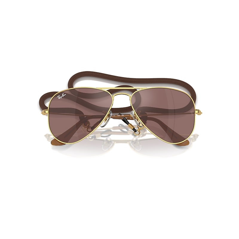 Ray-Ban Aviator Kids Sunglasses Arista Gold Frame Brown Lenses 52-14