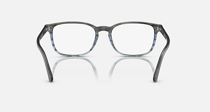 Ray-Ban Eyeglasses Unisex Rb5418 Optics Prescription - Striped Grey & Blue Frame Clear Lenses 56-19 Polarized
