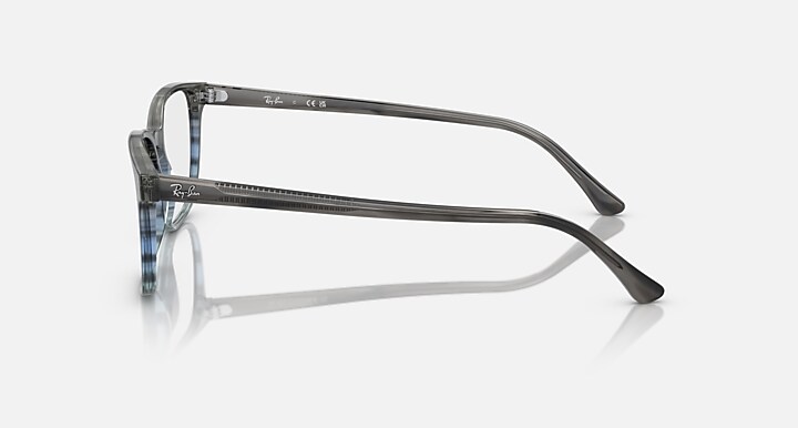 Ray-Ban Eyeglasses Unisex Rb5418 Optics Prescription - Striped Grey & Blue Frame Clear Lenses 56-19 Polarized