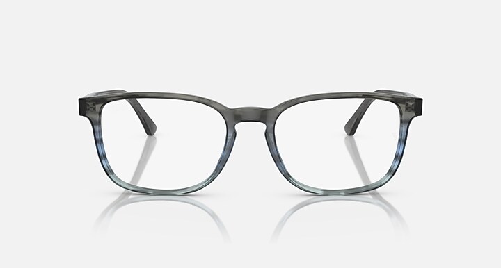 Ray-Ban Eyeglasses Unisex Rb5418 Optics Prescription - Striped Grey & Blue Frame Clear Lenses 56-19 Polarized